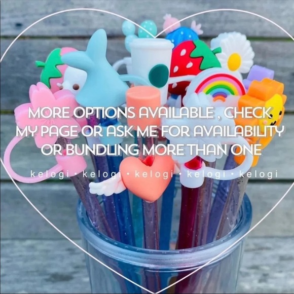 💖NEW💖Penguin Pink Reusable Silicone Straw Topper Cover - Picture 4 of 4